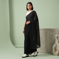 Plain Premium Georgette Saree in Black