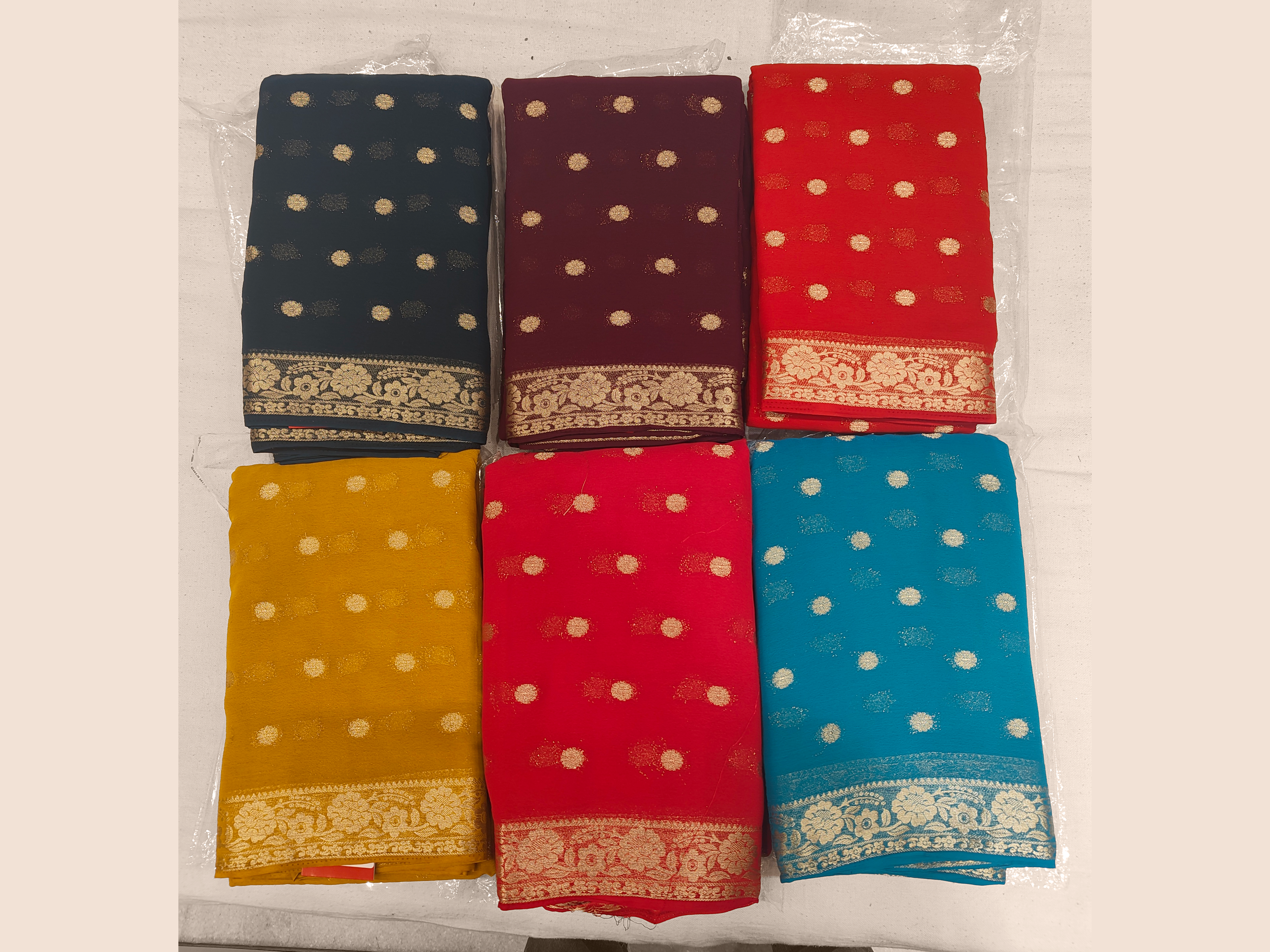 Dark Pink Chiffon Butta Saree