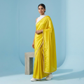 Lime Green Tissue Saree with Pearl Border