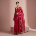 Hand Painted Soft Tissue Saree in Pink Colour