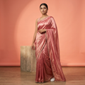 Pink Tissue Saree with Pearl Border