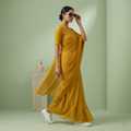 Plain chiffon saree in Mustard