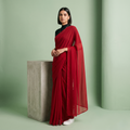 Plain chiffon saree in Red