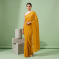 Plain cion saree in Yellow