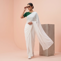 Plain Premium Georgette Saree in White Colour