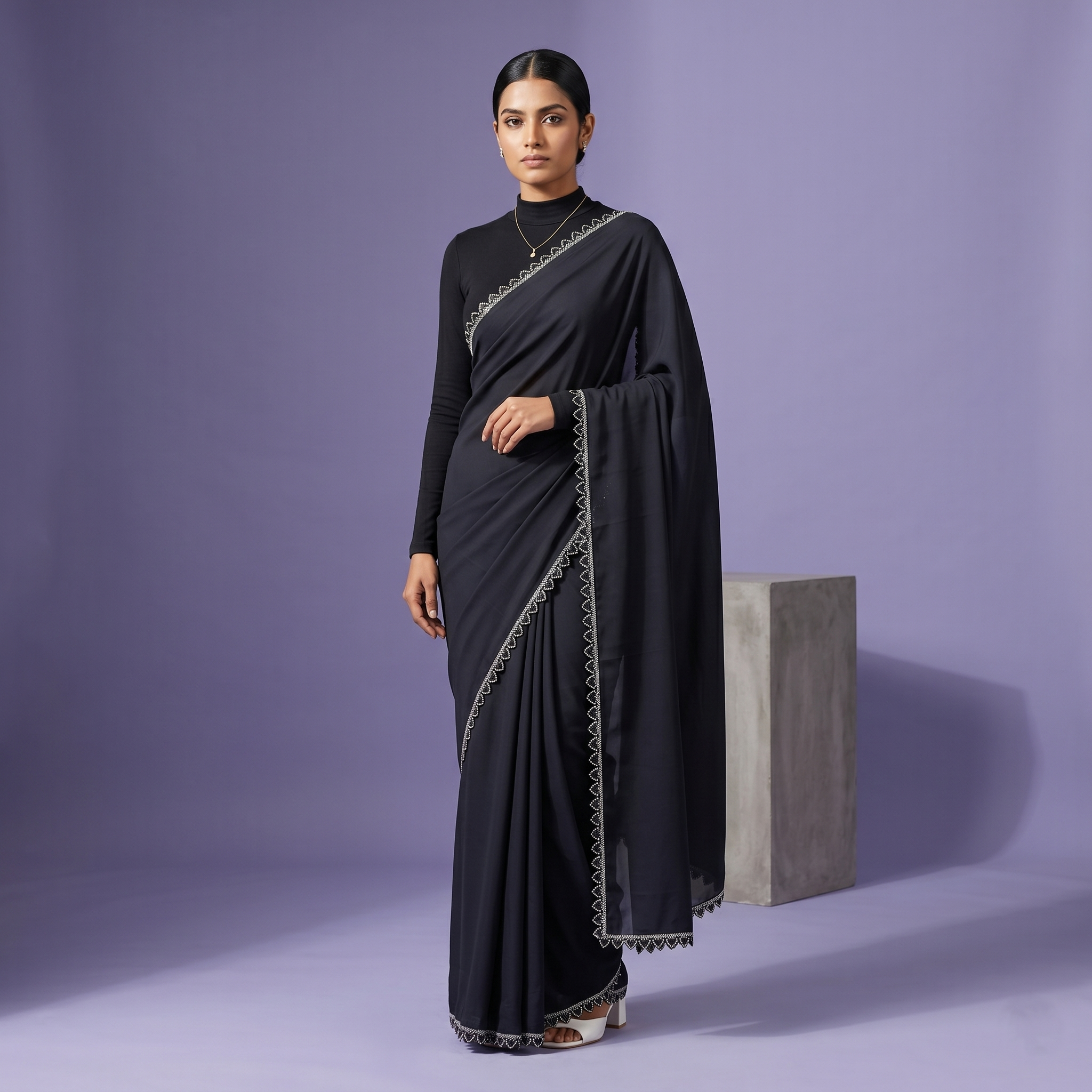 Georgette Silk Saree with Black Border