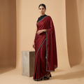 Georgette Silk Maroon Saree with Black Border