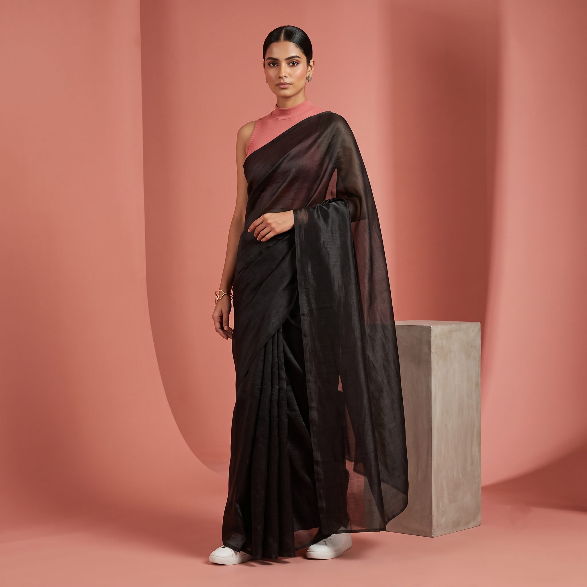 Tissue Oraganza Saree in Black Colour