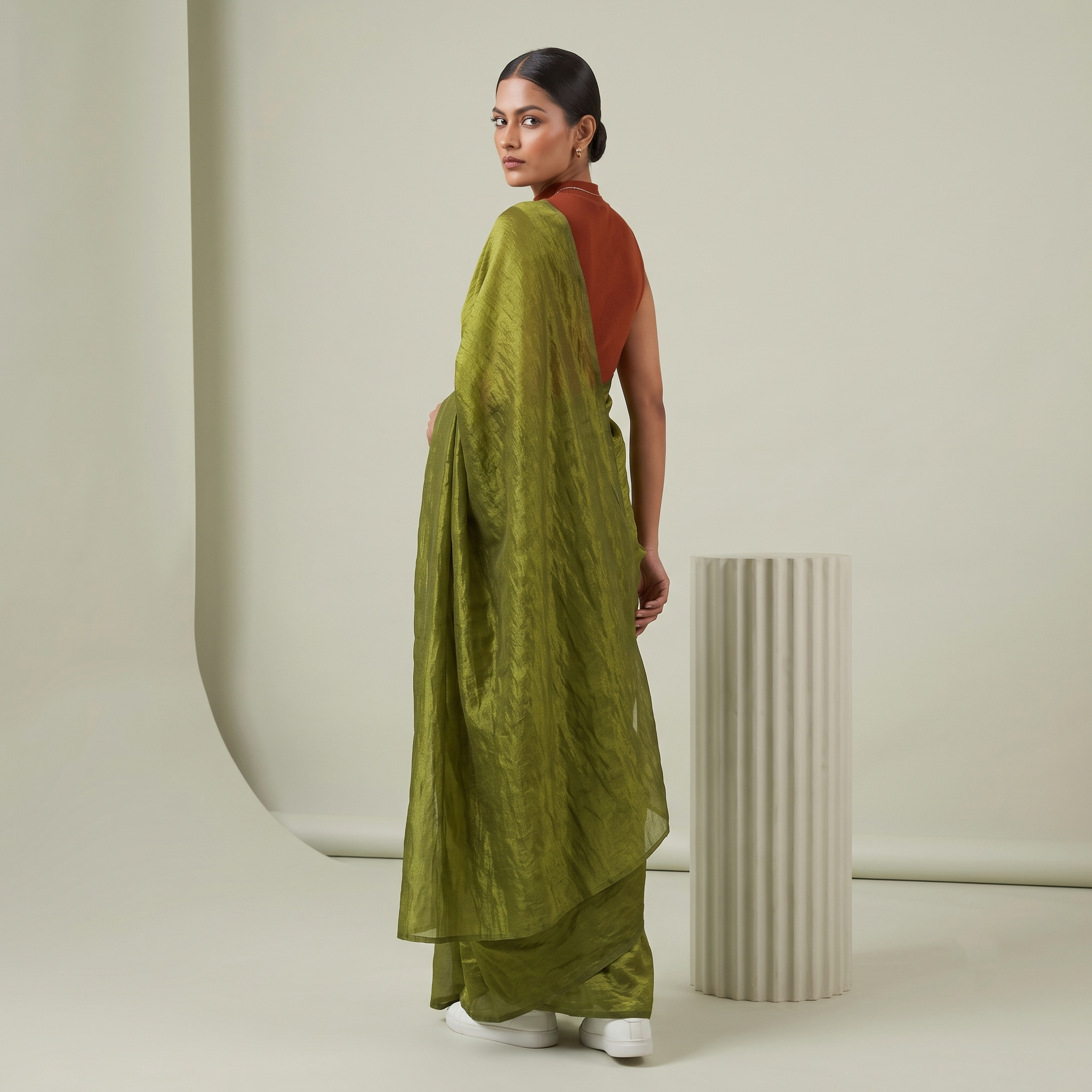 Tissue Oraganza Saree in Green Colour