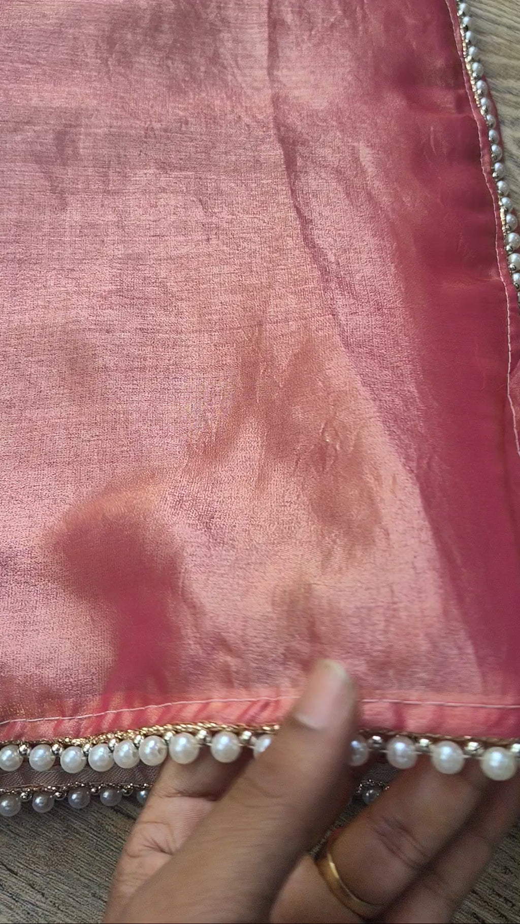 Pink Tissue Saree with Pearl Border