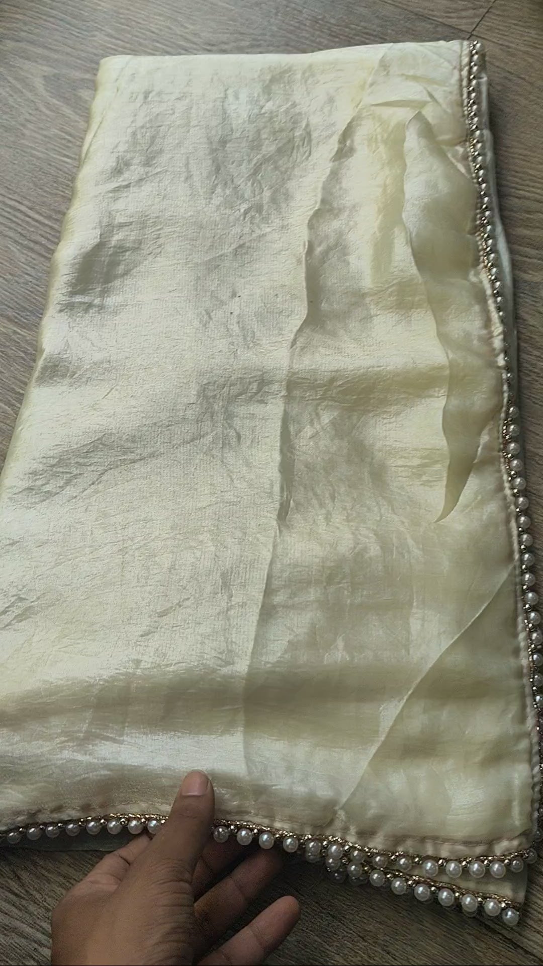 Cream Tissue Saree with Pearl Border (Copy)